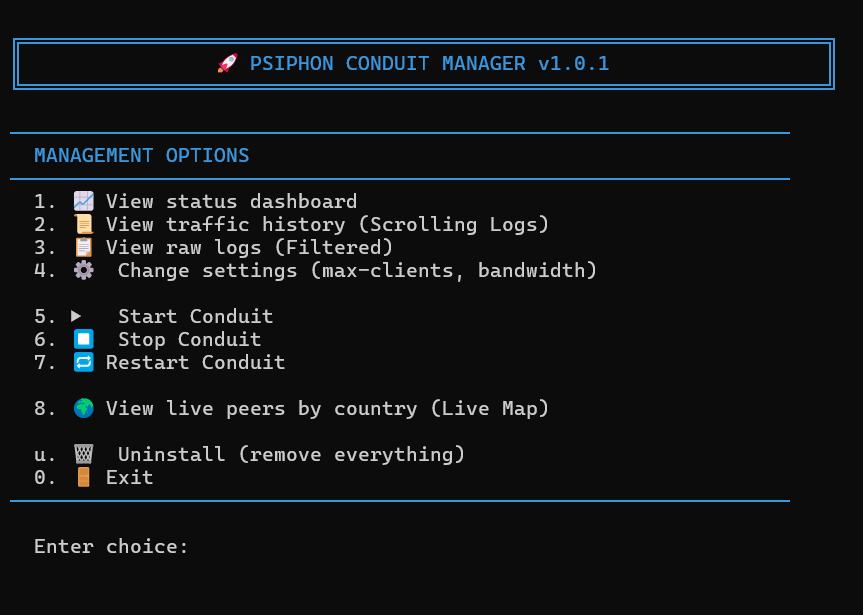Conduit Manager Menu